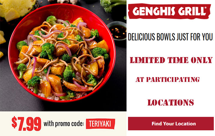 Teriyaki Chicken Bowl for only $7.99